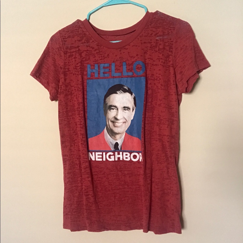 Small mr rogers dark red shirt